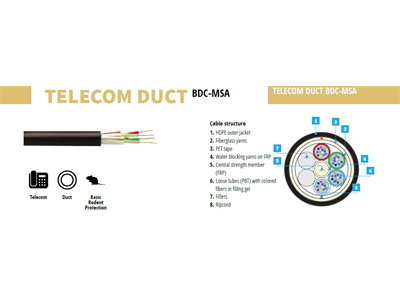 Fibrain, Optikai behúzó kábel 12 szálas, BDC-MSA 1x12 SM G.652D, 1,5kN PE