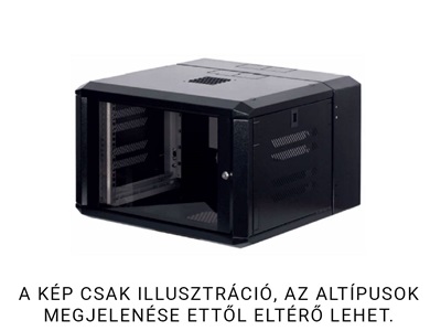 Fibrain "SWD" fali rack szekrény, két részes, 12U 600x500, üveg ajtóval, levehető oldallapokkal, max 30kg, fekete