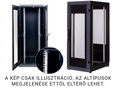 Fibrain szerver rack szekrény, 32U 800x1200, fekete, perforált ajtókkal