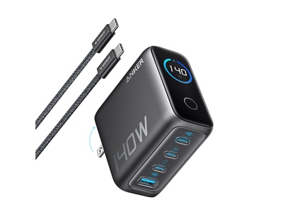 Anker Charger (140W, 4-Port, PD 3.1) with USB-C Cable -  Dark Gray