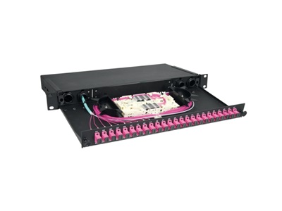 CCS 1U 19" optikai kihúzható patch panel, 24 x LC DX, SC SX, E2000 toldóhoz, üres