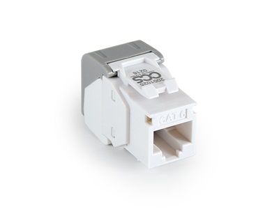 CCS Cat.6 UTP RJ45 keystone modul, szerszám nélkül szerelhető, fehér, PoE++