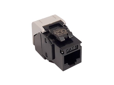 CCS Cat.6 UTP RJ45 keystone modul, szerszám nélkül szerelhető, fekete, PoE++