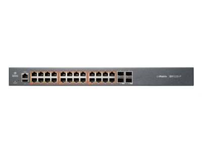 Cambium Networks, cnMatrix EX1028-P, Intelligent Ethernet PoE+ Switch, 24 1Gbps and 4 1Gbps SFP fiber ports - no power c