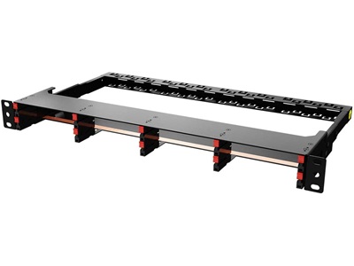 FibrainDATA HD 19" 1U hibrid patch panel keret, max. 8db modulnak, árnyékolt (üres)