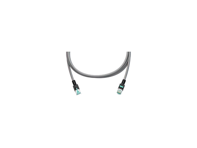 FibrainDATA Premium szerelt patchkábel, S/FTP cat.6A, szürke kábel, fekete törésgátló, 0,5m