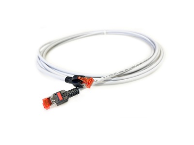 FibrainDATA Premium szerelt patchkábel, U/UTP cat.6, szürke kábel, piros törésgátló, 5,0m.