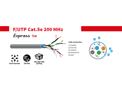 Fibrain F/UTP cat.5e falikábel, PVC (305m/doboz)