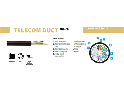 Fibrain, Optikai behúzó kábel 48 szálas, BDC-C0 4x12 G.652D, 2,2kN PE