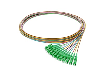 Fibrain optikai szálpigtail szett, 12db különböző színű, SM (G.657A1) LC/APC 2,0m