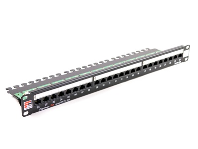 Fibrain patch panel, UTP cat.5e, 24 port, 1U