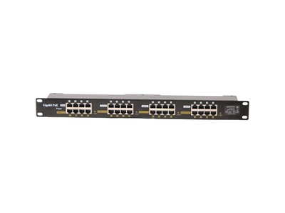MaxLink, Gigabit POE panel 16 ports, 1U for rack 19", shielded, black