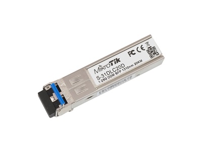 MikroTik, 1.25G, 1310nm Dual LC connector, 20km, SM, DDM (S-31DLC20D)