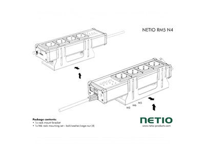 NETIO, RM5 N4 vertikális rack mount kit PowerPDU 4C & 4PS eszközökhöz