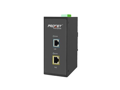 Procet, PoE injector, 100-240Vac or 44-57Vdc / 55V/550mA, 1xLAN, 1xPoE, 1xAC/DC port, 802.3at támogatás