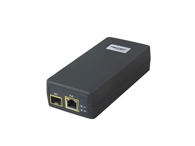 Procet, PoE injector, 30W, 55Vdc 550mA, 100-240Vac, 1xSFP, 1xPoE, 1xDC port