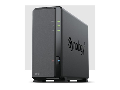 Synology, NAS 1 fiókos DS124 Realtek RTD1619B 4x1,7GHz, 1GB DDR4, 1x1GbE, 2xUSB3.2Gen1