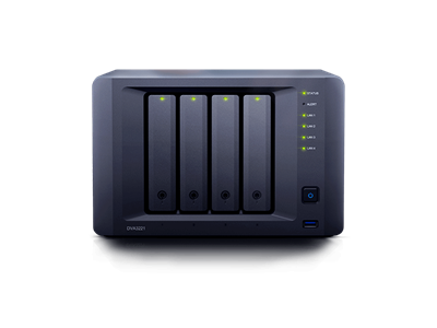 Synology, NAS 4 fiókos DVA3221 NVR Intel Atom C3538 4x2,1GHz 8GB DDR4, 4x1GbE, 2xeSATA