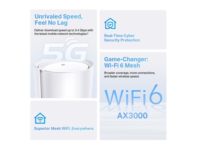 TP-Link, 5G AX3000 Whole Home Mesh WiFi 6 Gateway, 1-pack
