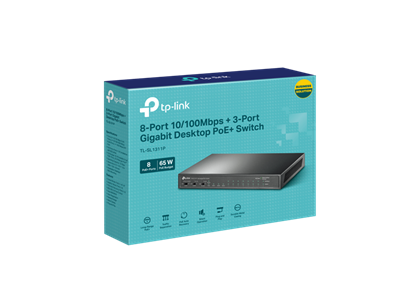 TP-Link, 8-Port 10/100Mbps + 3-Port Gigabit Desktop Switch with 8-Port PoE+