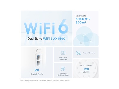 TP-Link, AX1500 Whole Home Mesh Wi-Fi 6 System, 1-pack