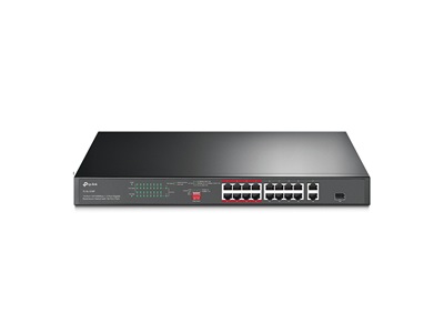 TP-Link, TL-SL1218P 16-Port 10/100 Mbps + 2-Port Gigabit Rackmount Switch with 16-Port PoE+