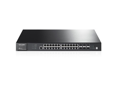 TP-Link, T2700G-28TQ JetStream 28 Gbit port rackelhető L2+ menedzselhető Switch