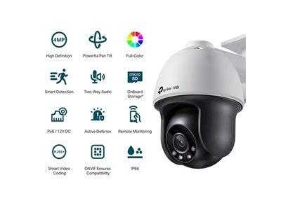 TP-Link, VIGI 4MP Outdoor Full-Color Pan Tilt Network Camera (4MM)
