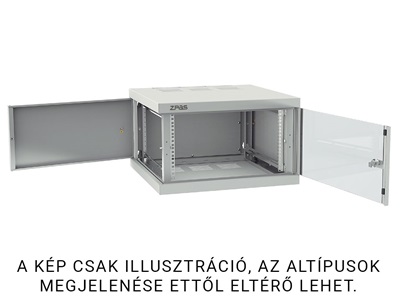 ZPAS „Z-BOX” fali szekrény, 10U 600x600, üvegajtós, szürke