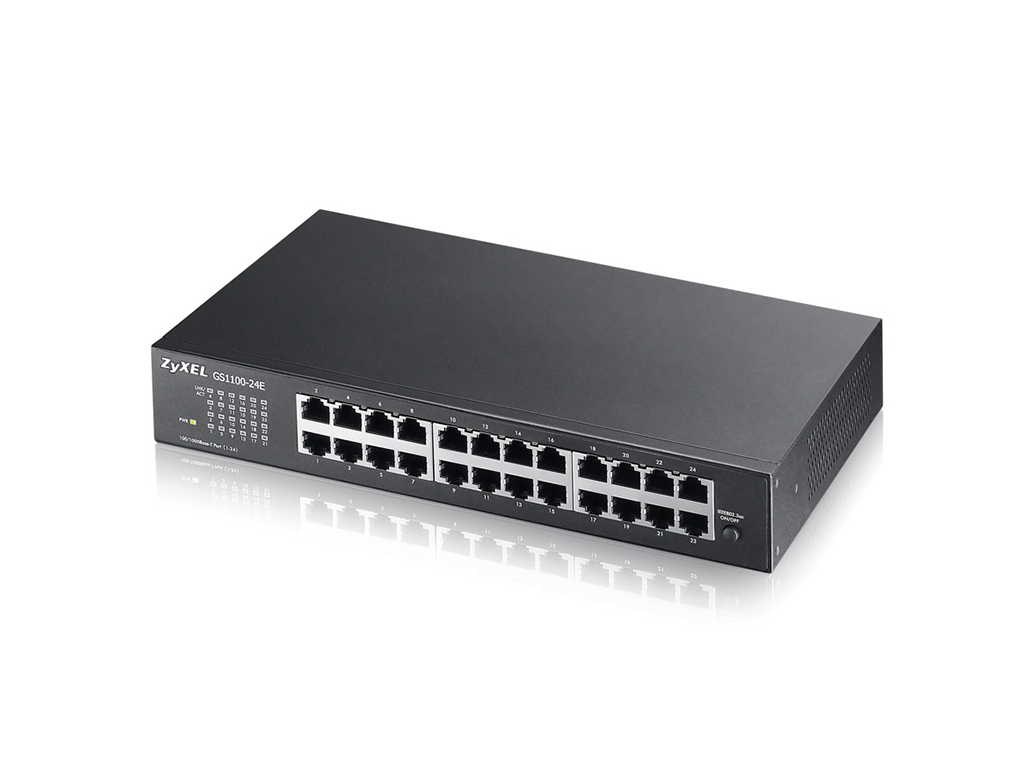 Zyxel Switch Di Rete Non Gestito GS1100-24E - 24 Porte Gigabit Ethernet (10/100/1000) - Switch In Metallo Nero Per Ufficio O Casa
